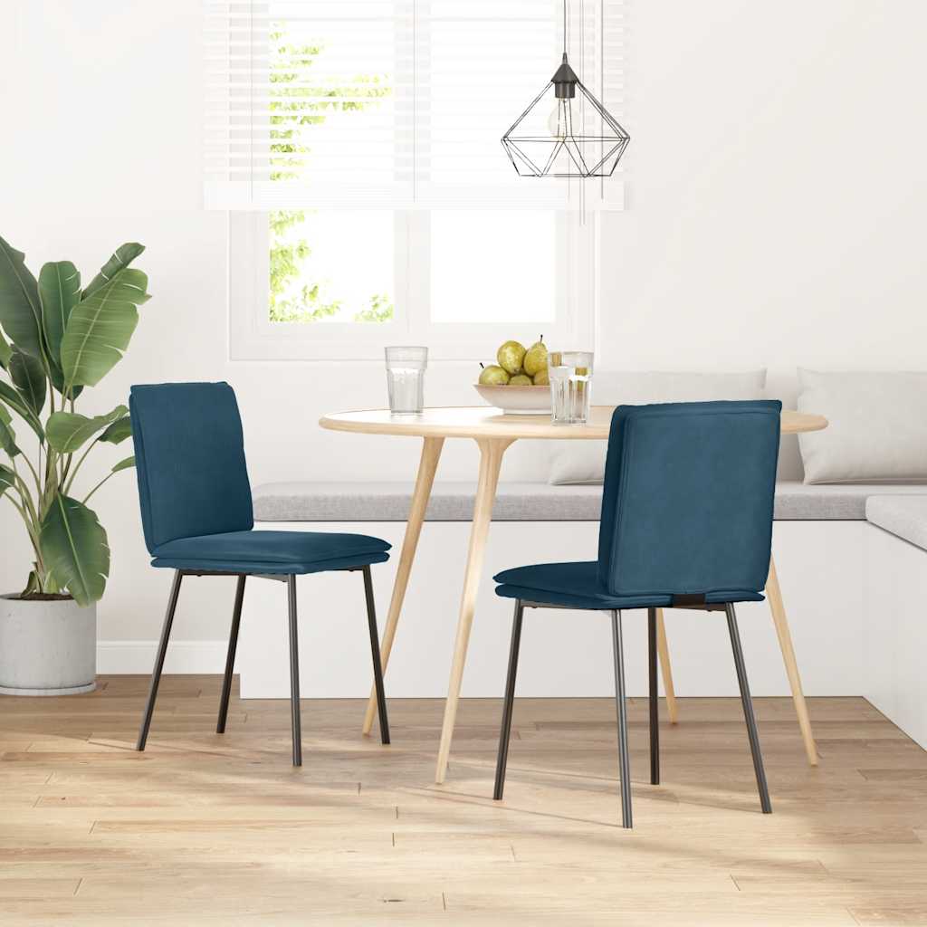 Cadeiras de jantar 2 pcs veludo azul