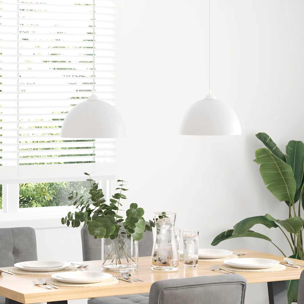 Candeeiros suspensos 2 pcs altura ajustável e27 branco ø 30 cm