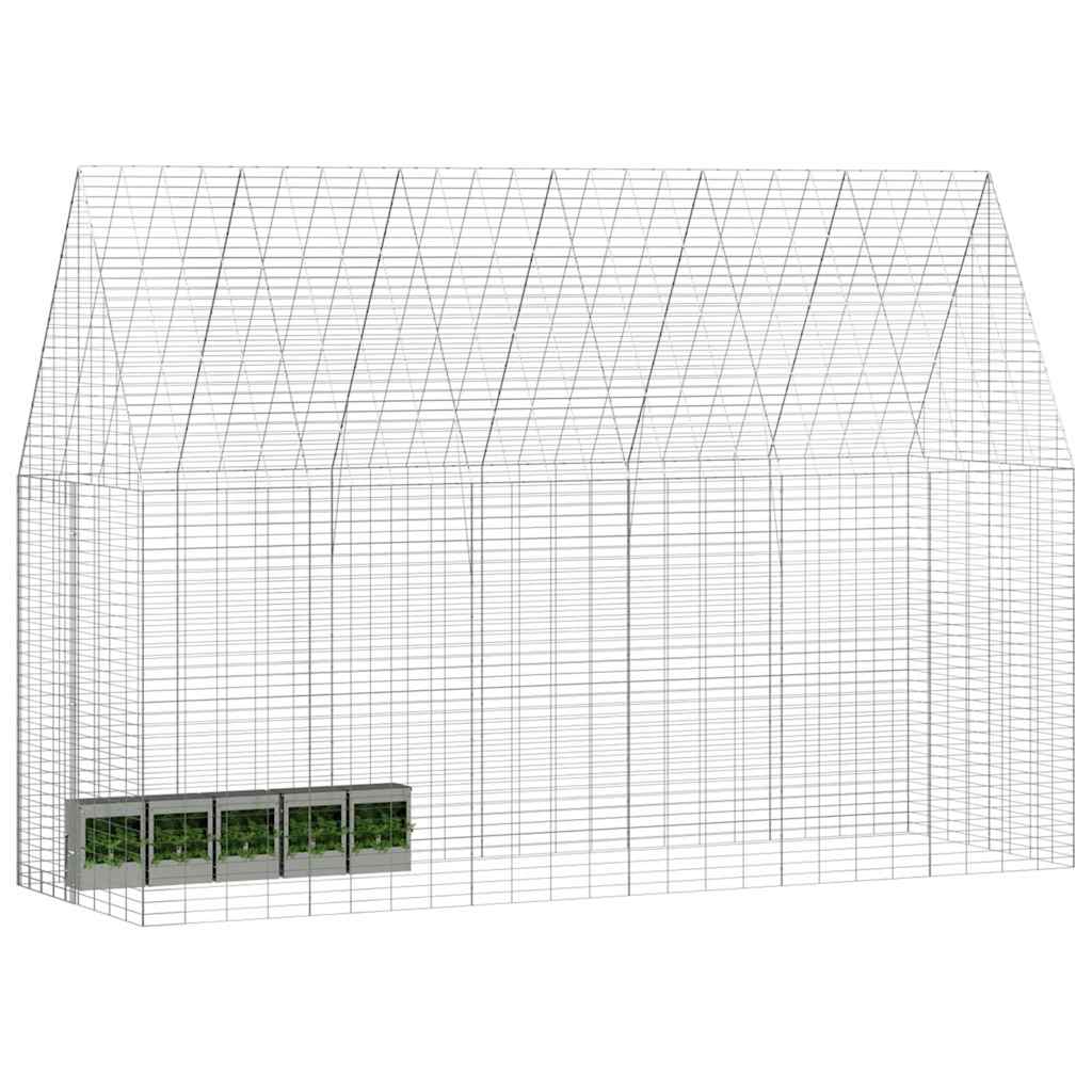 Gaiola para coelhos prateado 300 x 100 x 210 cm aço galvanizado