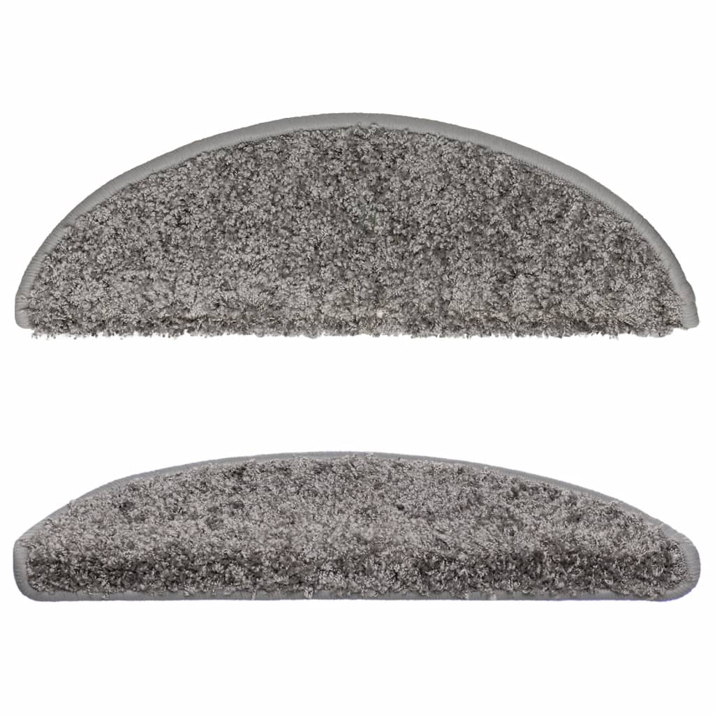 Tapetes de escada 15 peças 56x17x3 cm cinza semicircular
