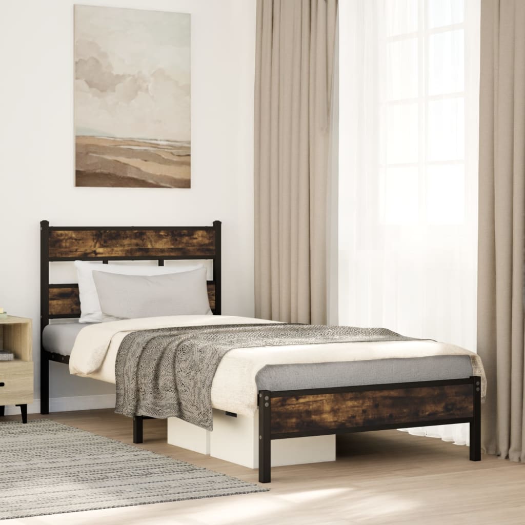 Cama sem colchão com cabeceira 100x190 cm carvalho sonoma