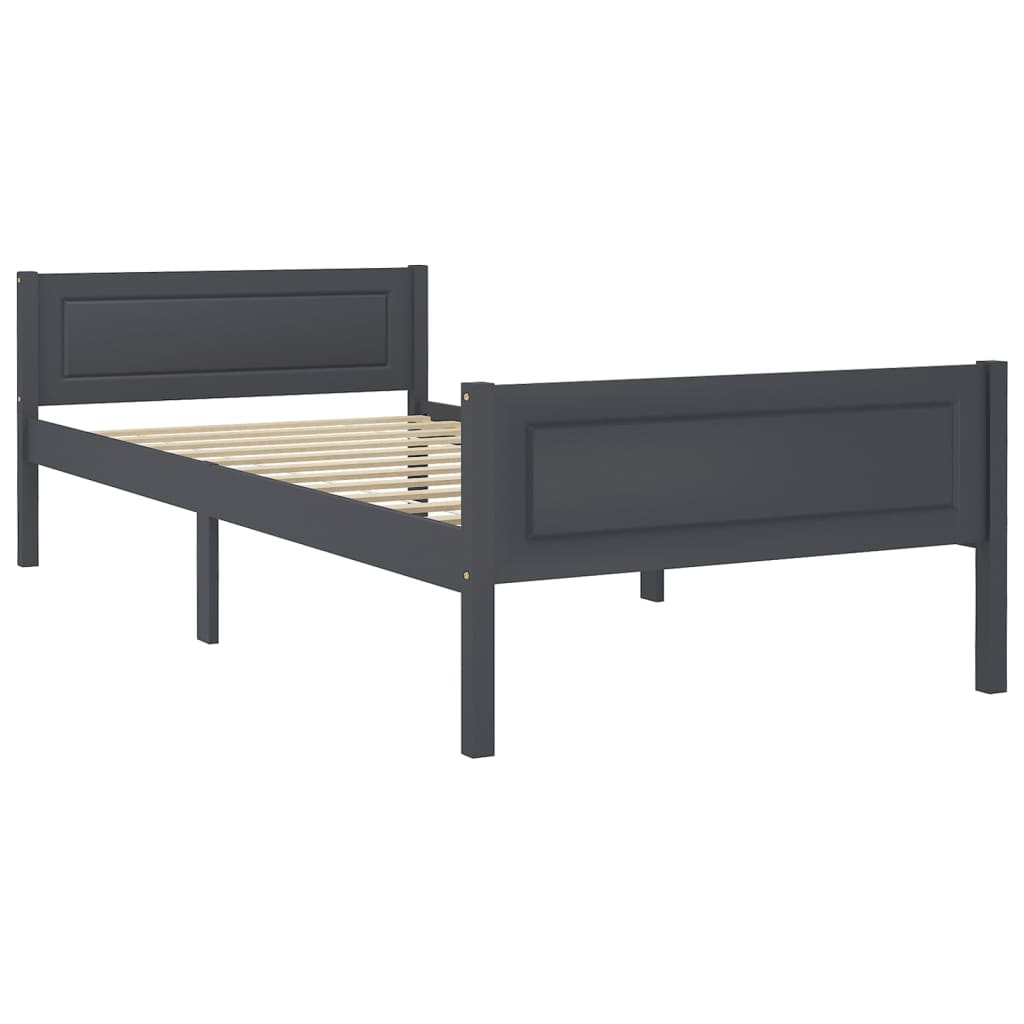Estrutura de cama 100x200 cm madeira pinho maciço cinzento