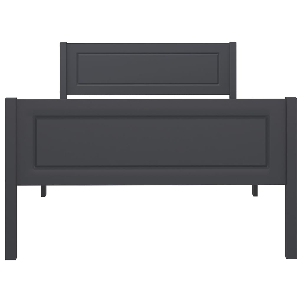 Estrutura de cama 100x200 cm madeira pinho maciço cinzento