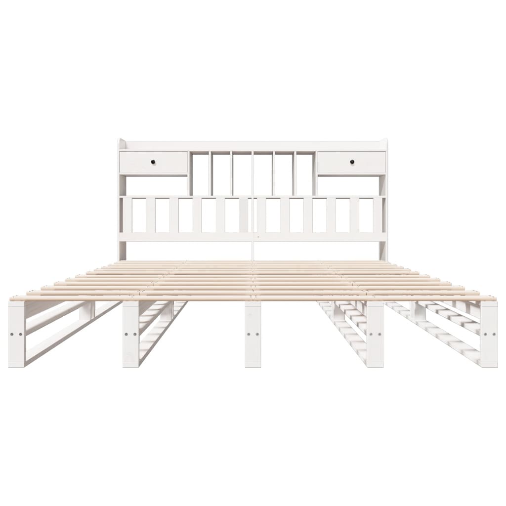 Cama com estante sem colchão 180x200 cm pinho maciço branco