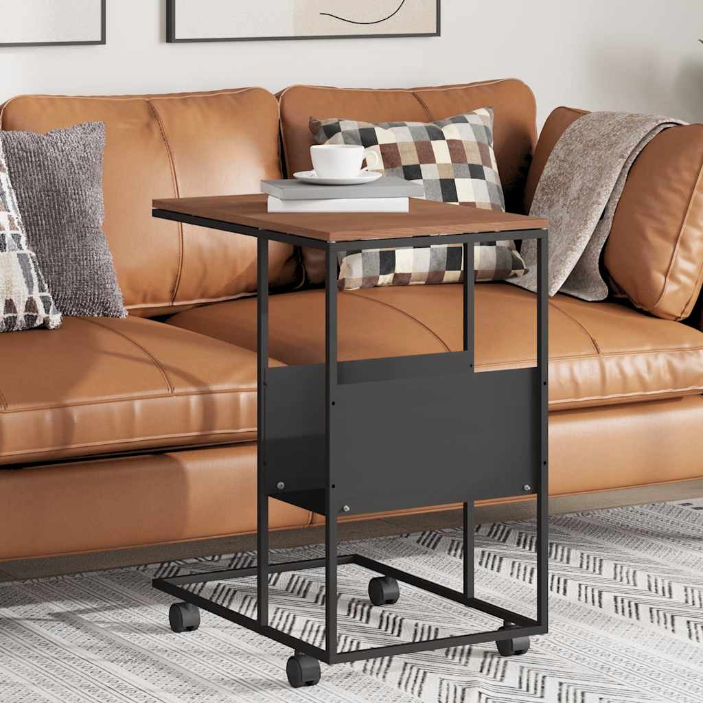 Mesa de apoio c/ rodas 55x36x63,5 cm derivados de madeira preto