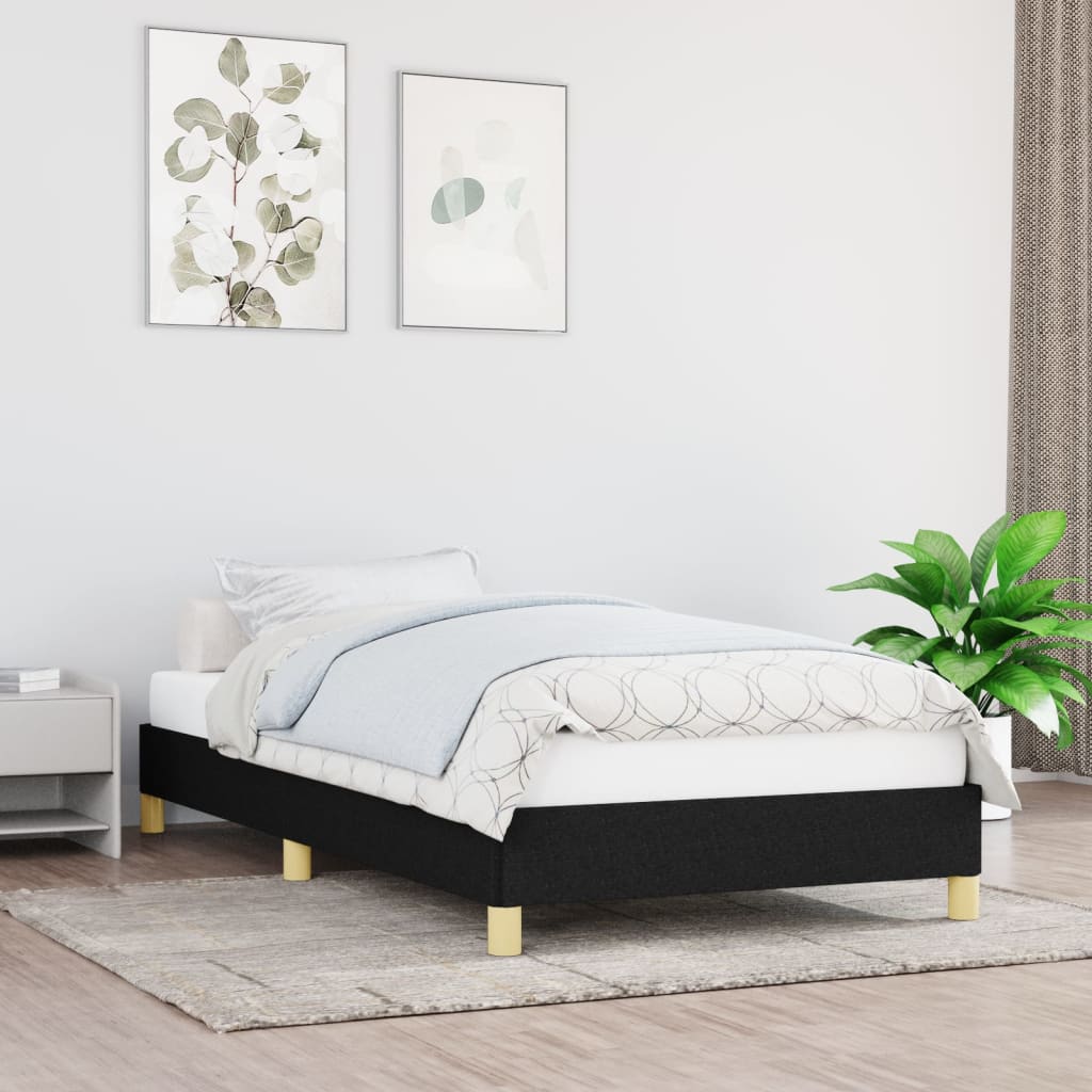 Estrutura de cama sem colchão 90x200 cm tecido preto