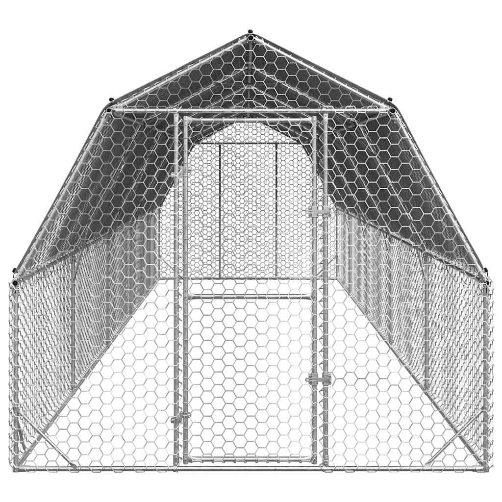 Corrida de galinhas com telhado 2,5x10x2,25 m aço galvanizado