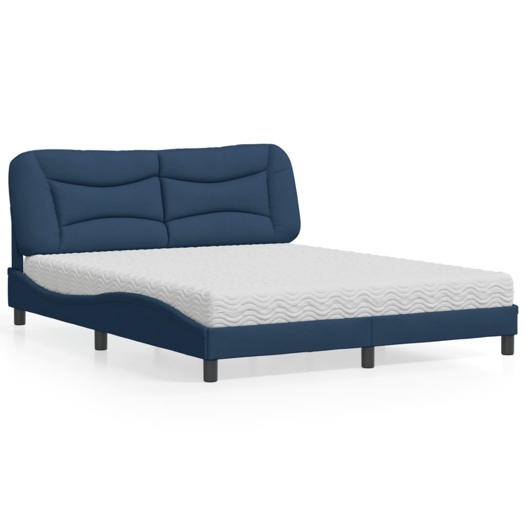 Cama com colchão hvar 160x200 cm tecido azul