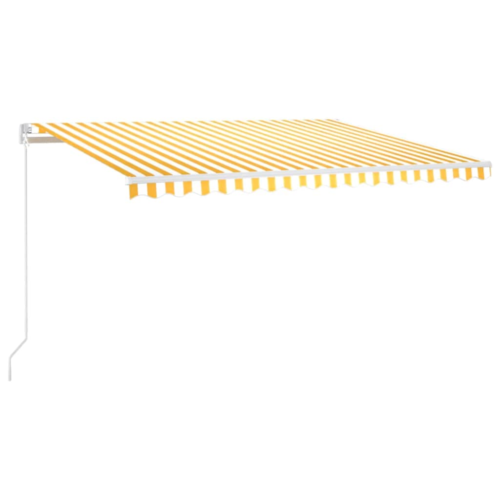 Toldo retrátil manual com LED 400x300 cm amarelo e branco