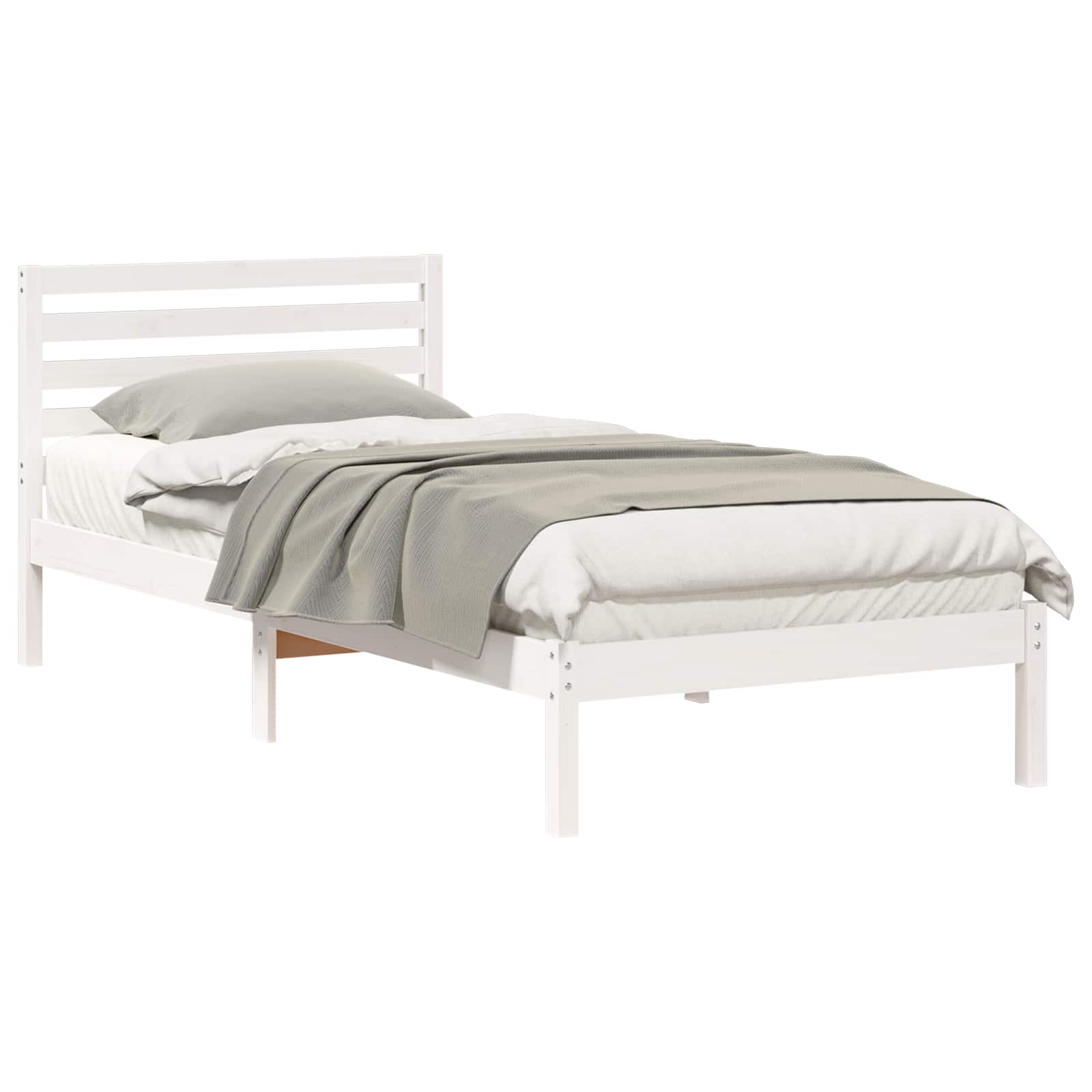 Estrutura da cama branco 80 x 220 cm madeira de pinheiro sólida