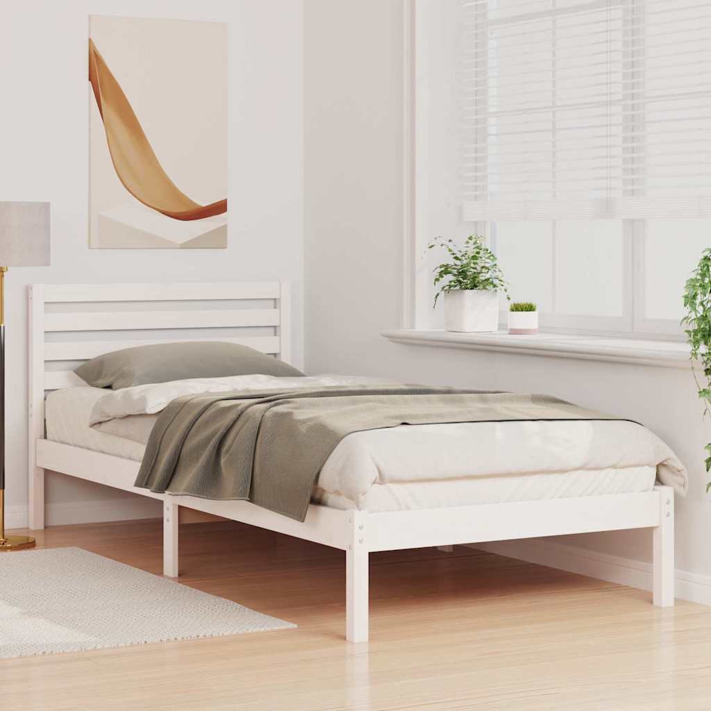 Estrutura da cama branco 80 x 220 cm madeira de pinheiro sólida