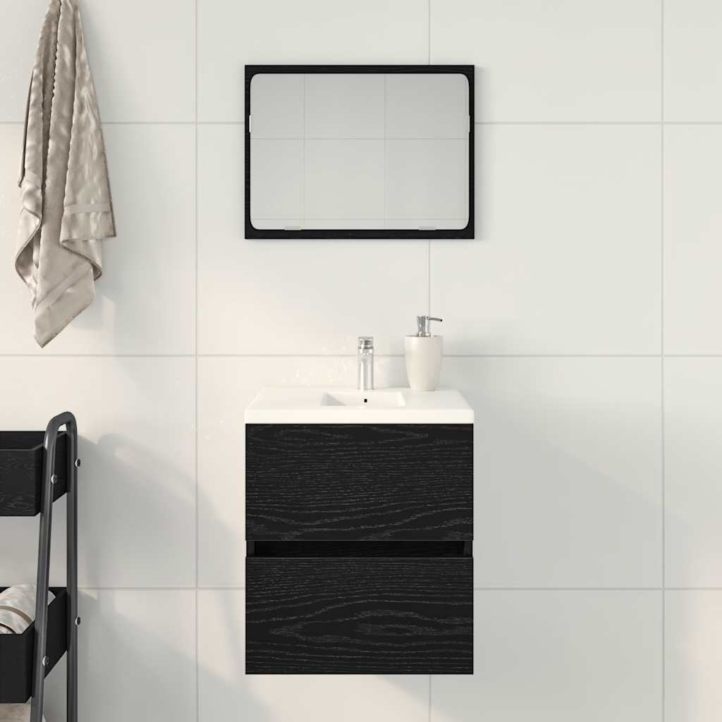 Gabinete para pia de banheiro, carvalho preto, 41x38,5x45 cm, madeira engenheirada
