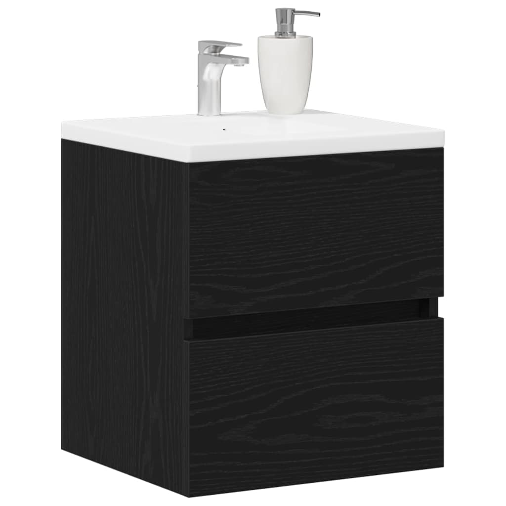 Gabinete para pia de banheiro, carvalho preto, 41x38,5x45 cm, madeira engenheirada