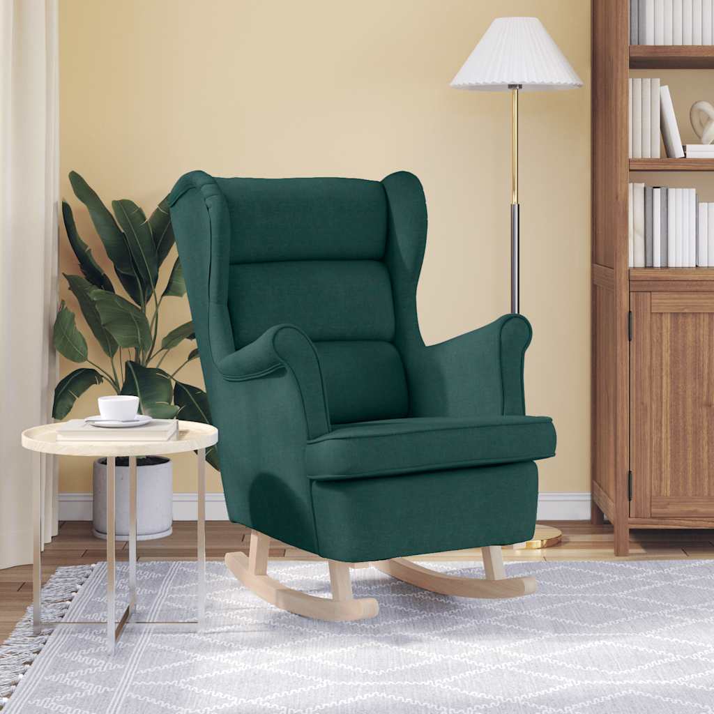 Cadeira de baloiço 74x90x102 cm tecido verde-escuro