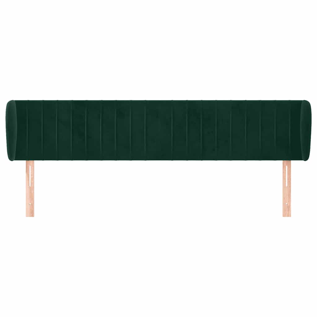 Cabeceira de cama c/ abas veludo 183x23x78/88cm verde-escuro