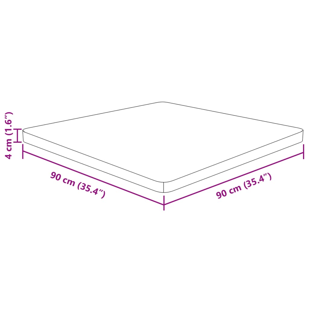 Tampo mesa quadrado 90x90x4 cm carvalho tratado castanho-claro