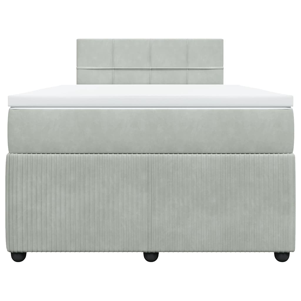 Cama boxspring com colchão 120x190 cm veludo cinzento-claro