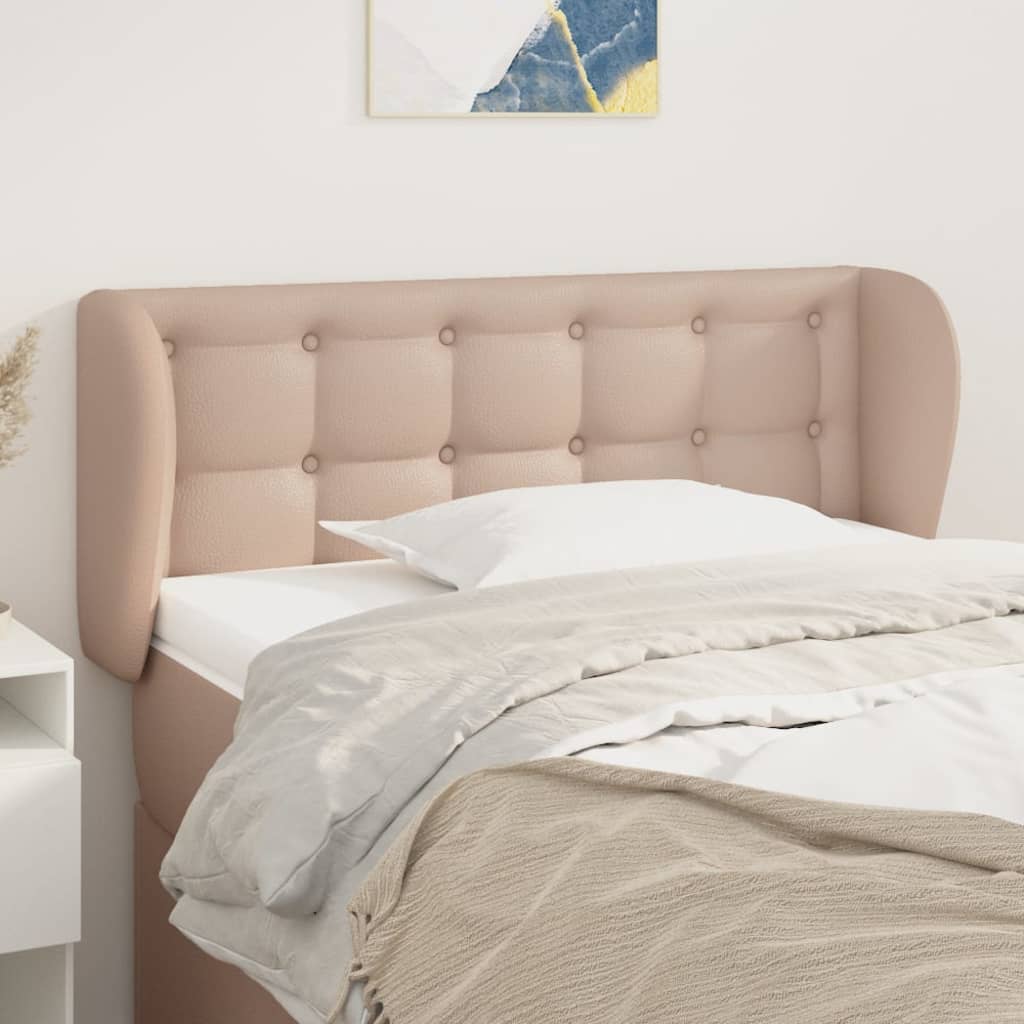Cabeceira cama abas couro artificial 103x23x78/88 cm cappuccino
