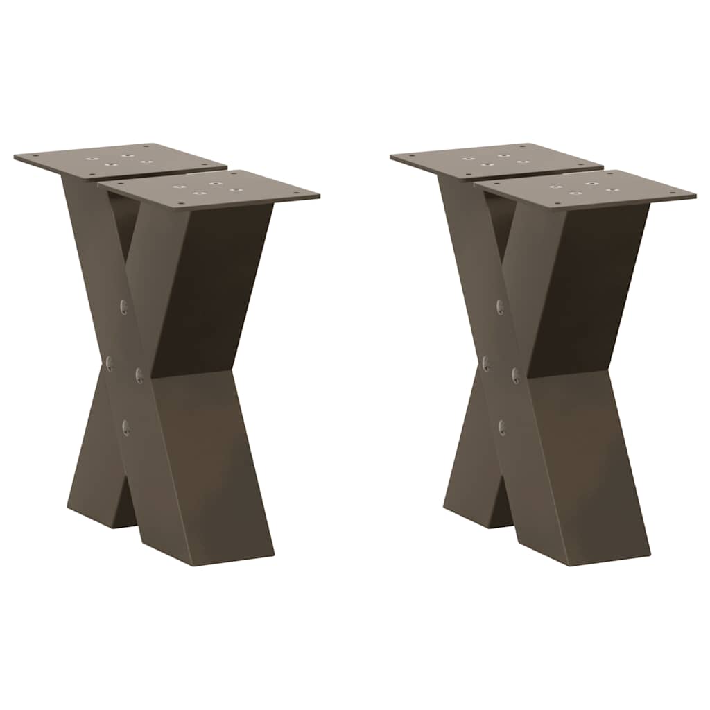 Pés para mesa de centro em formato de x, 2 peças, aço natural, 30x(30-31) cm, aço