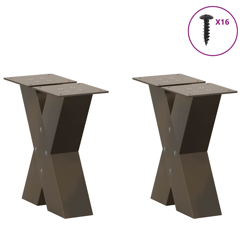 Pés para mesa de centro em formato de x, 2 peças, aço natural, 30x(30-31) cm, aço