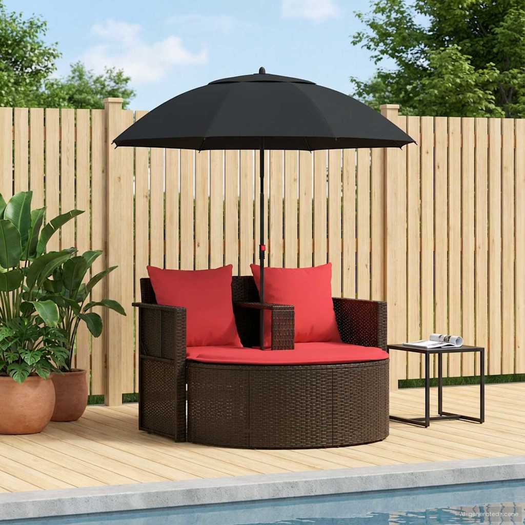 Sofá de jardim marrom e vermelho 168 x 168 x 180 cm vime PE