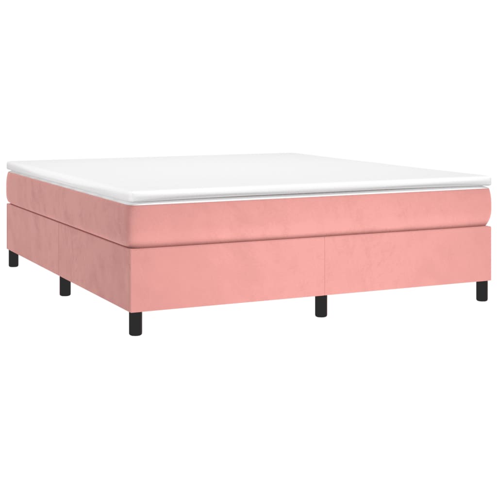 Estrutura de cama com molas 160x200 cm veludo rosa