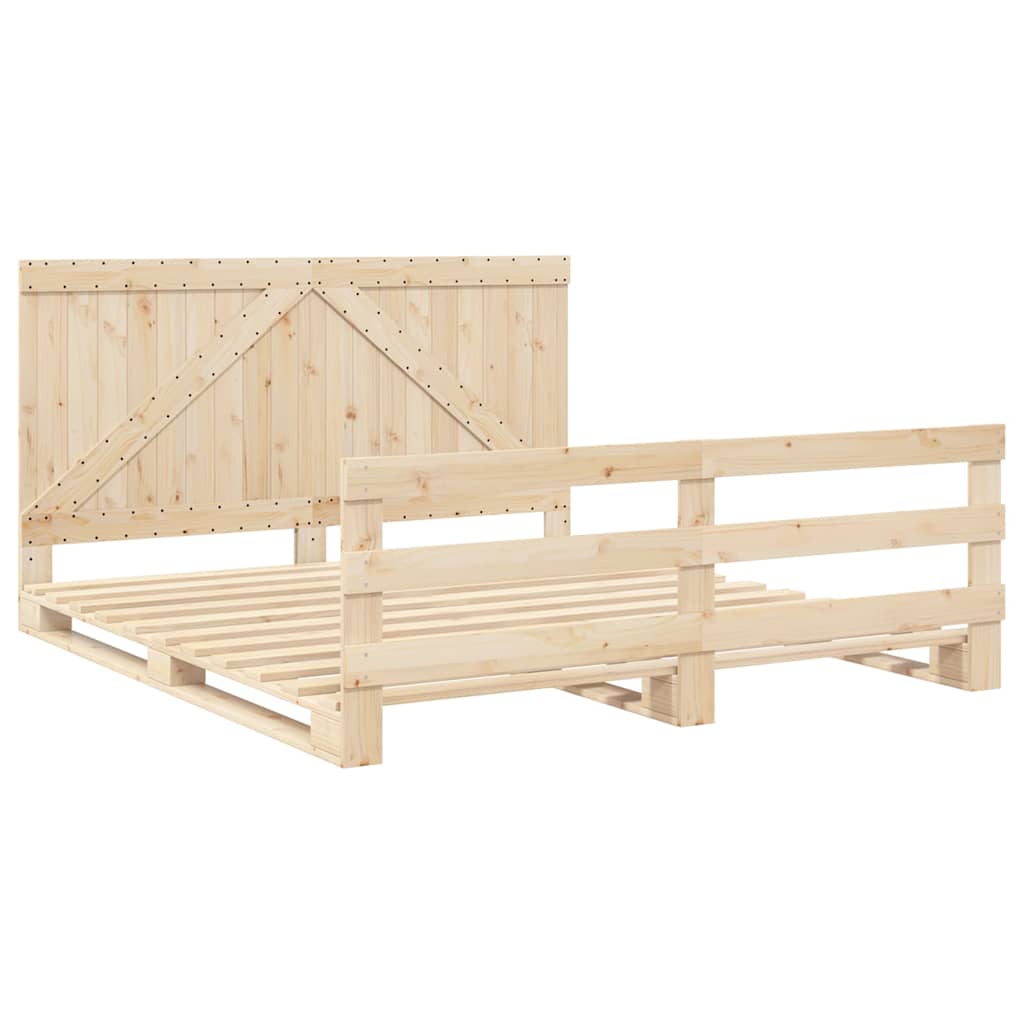 Estrutura de cama com cabeceira 200x200 cm pinho maciço