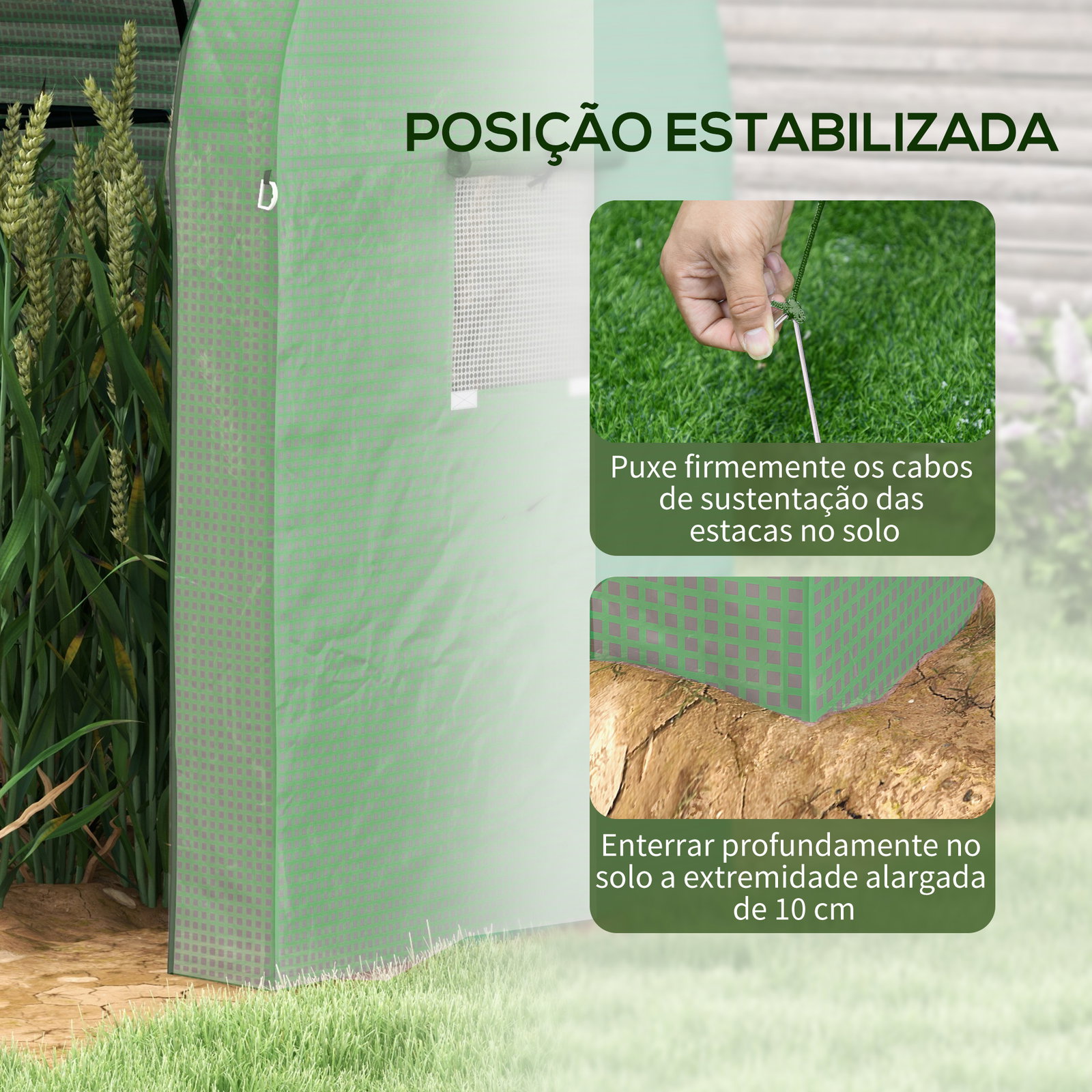Estufa de jardim estufa resistente com 4 janelas anti-UV para cultivo de plantas em terraço pátio 185x94x150 cm verde