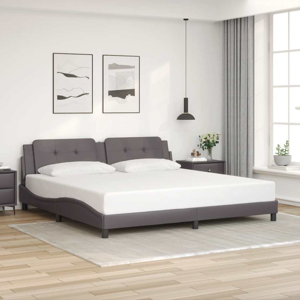 Estrutura de cama sem colchão zadar 200x200cm couro artificial cinzento