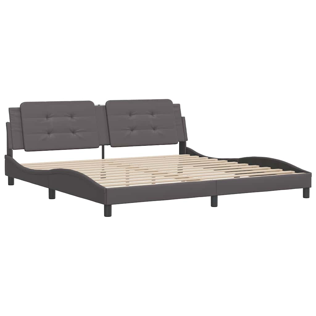 Estrutura de cama sem colchão zadar 200x200cm couro artificial cinzento