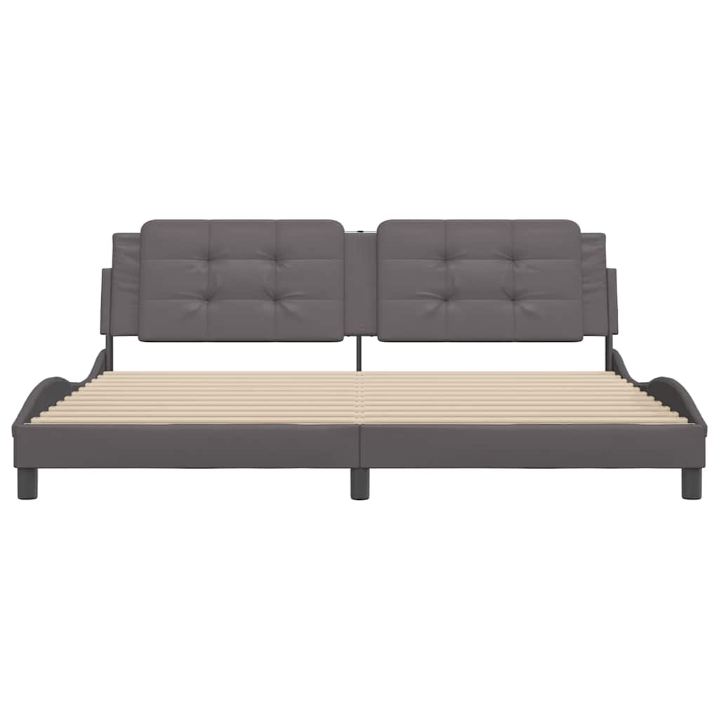 Estrutura de cama sem colchão zadar 200x200cm couro artificial cinzento