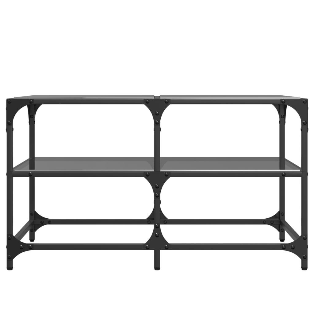 Mesa de centro com topo em vidro preto 78,5x40x45 cm aço