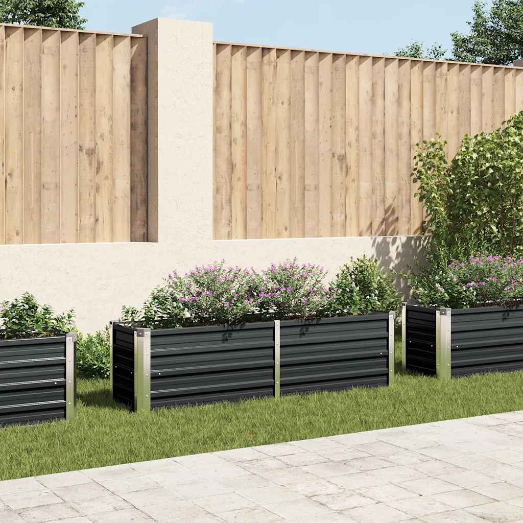 Canteiro elevado jardim aço galvanizado 160x40x45 cm antracite