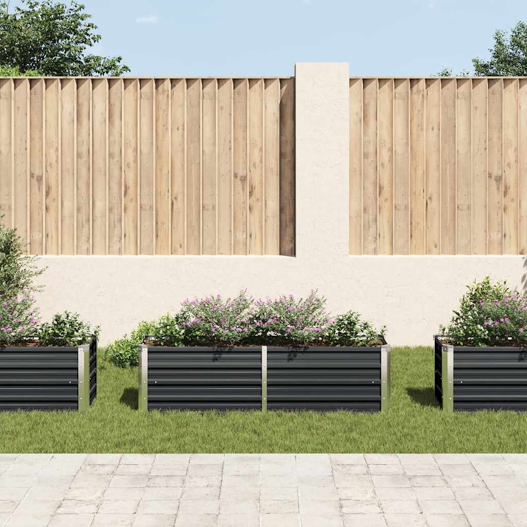 Canteiro elevado jardim aço galvanizado 160x40x45 cm antracite