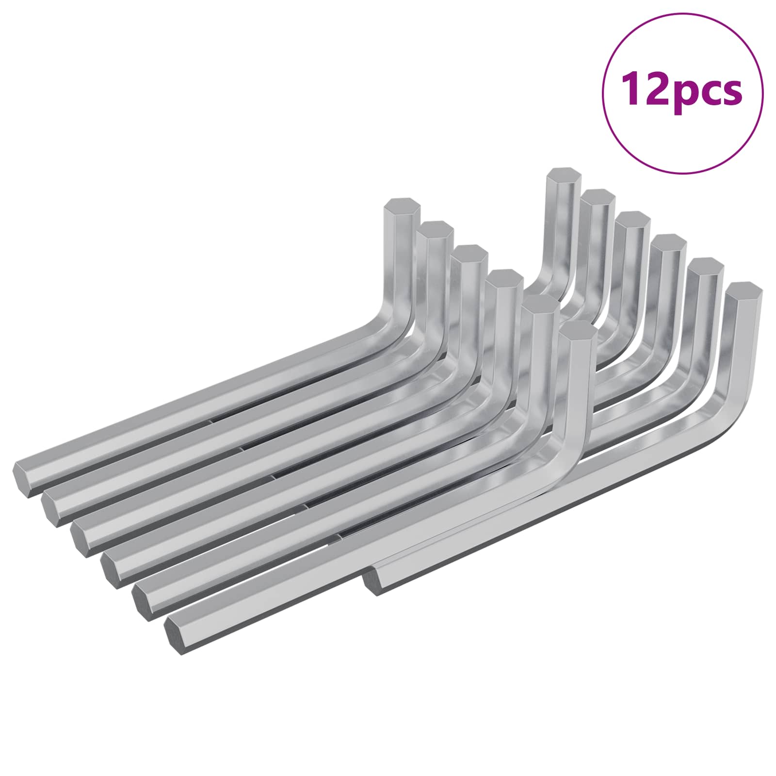 Chave hexagonal 12 unid. prateado 32 x 86 mm aço
