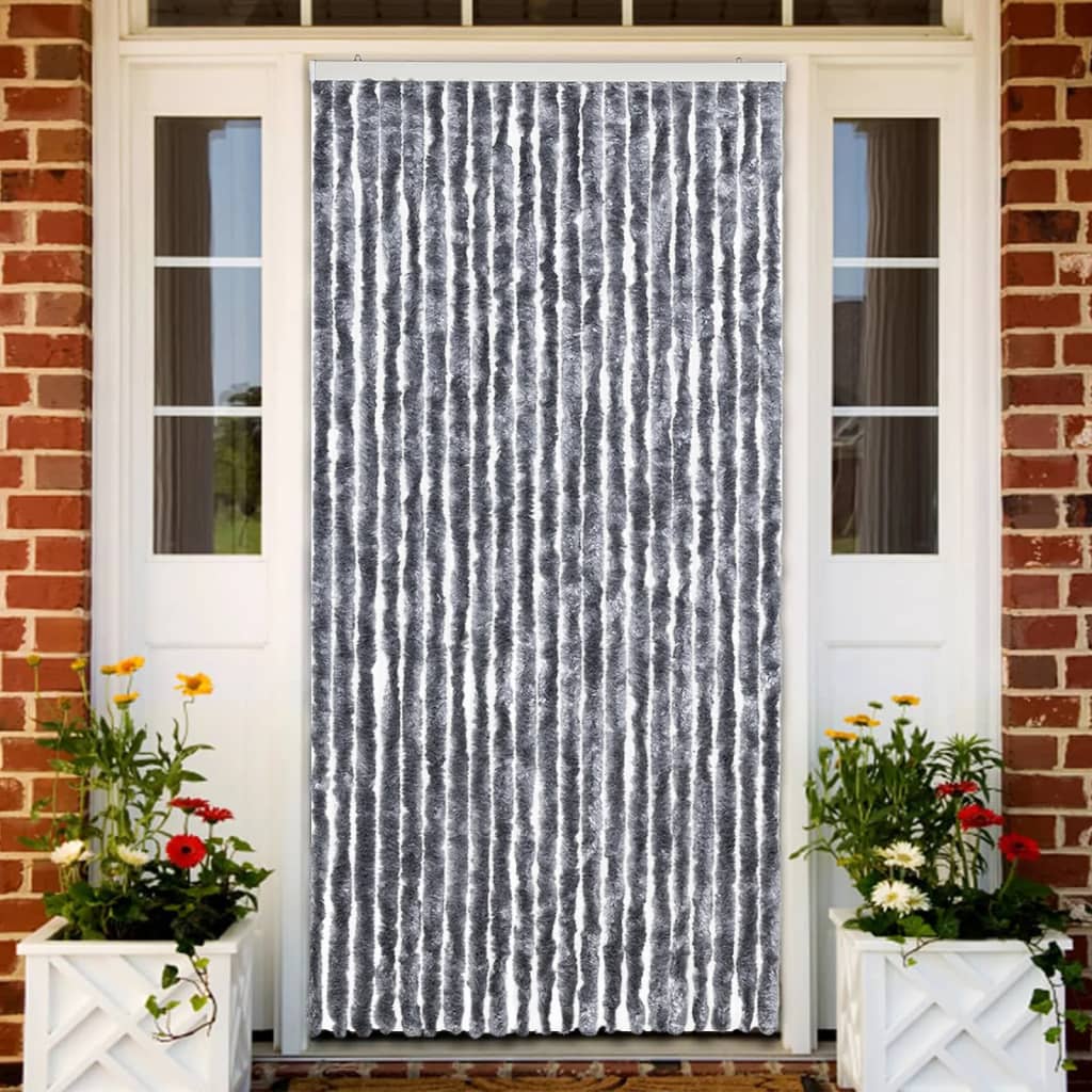 Cortina anti-insetos 90x200 cm chenille prateado