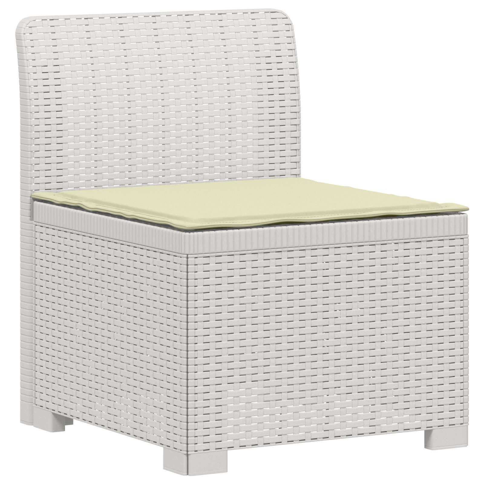 Sofá de jardim 1 lugar com almofada look rattan PP branco