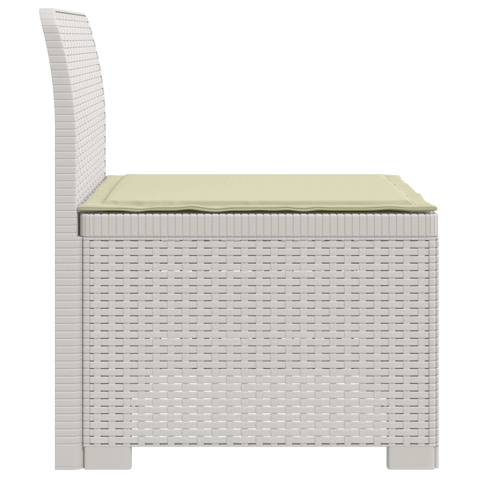 Sofá de jardim 1 lugar com almofada look rattan PP branco