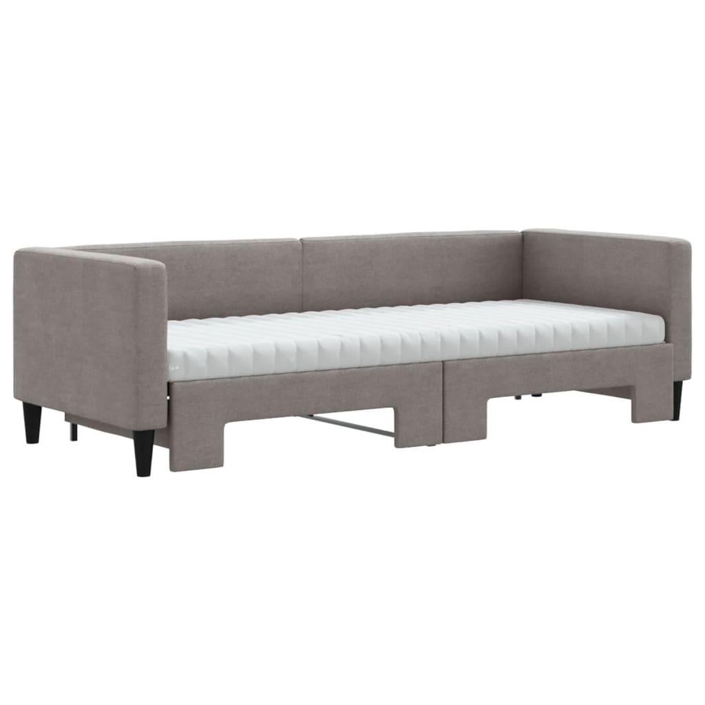 Sofá-cama c/ gavetão/colchões 80x200cm tecido cinza-acastanhado