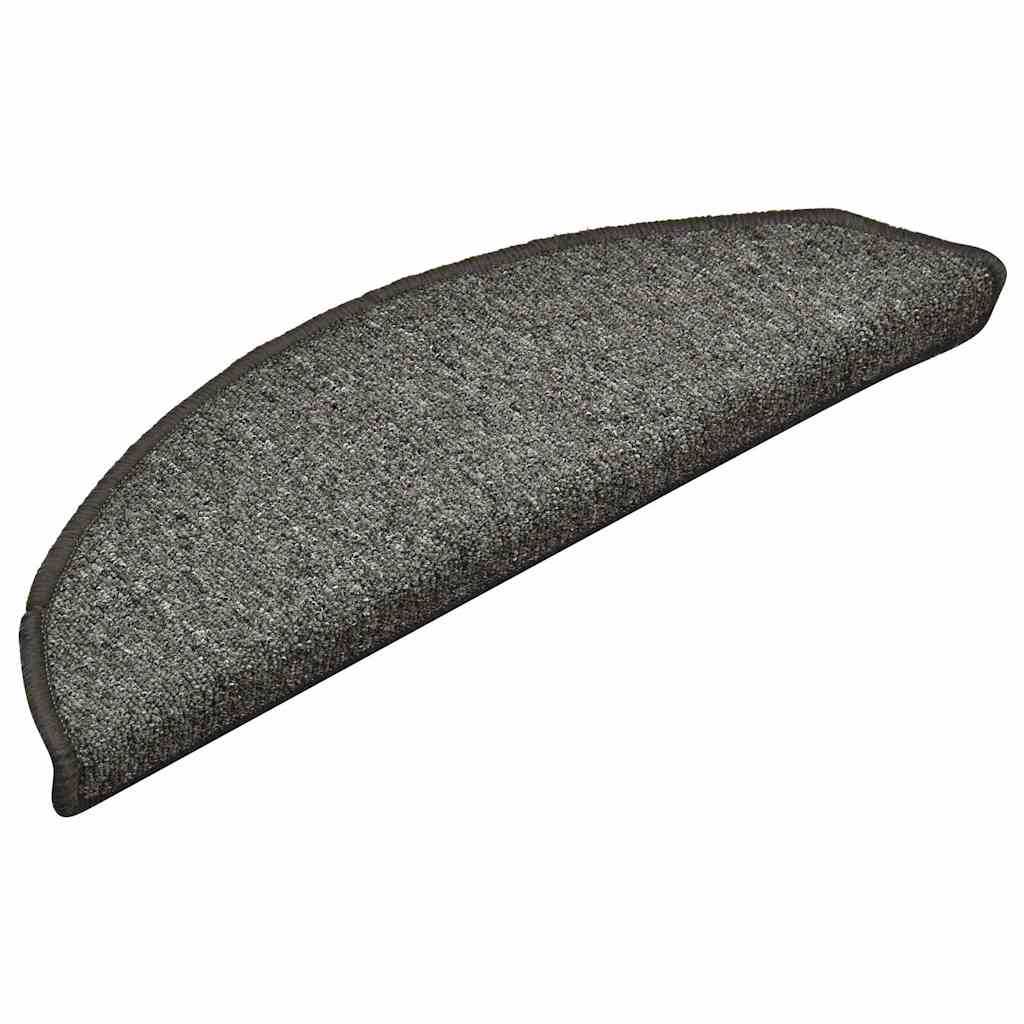 Tapetes de escada 30 peças 56x17x3 cm cinza escuro semicircular