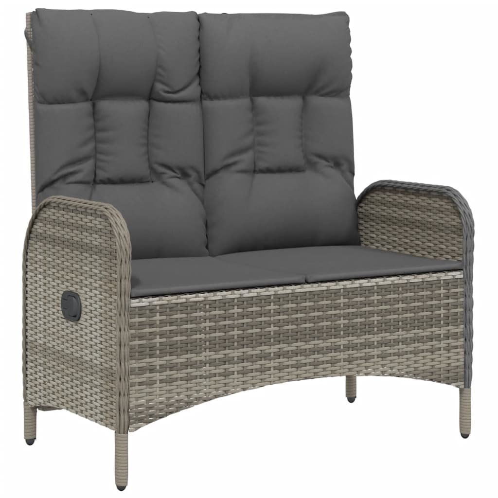2 Pcs conjunto de jantar p/ jardim c/ almofadões vime PE cinza