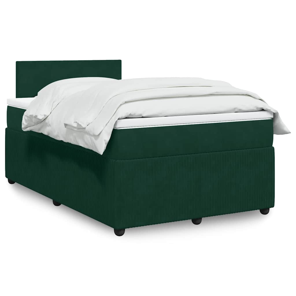 Cama boxspring com colchão 120x190 cm veludo verde-escuro