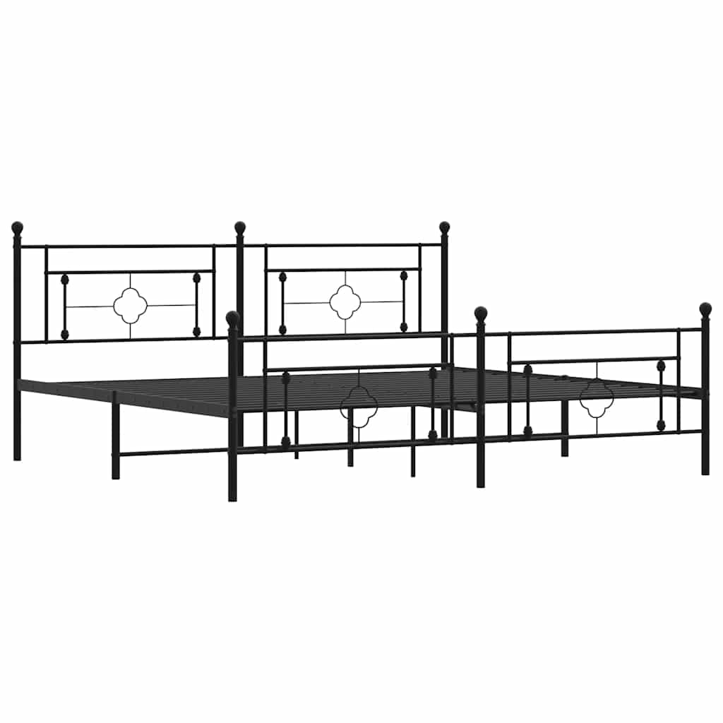 Estrutura de cama com cabeceira e pés 193x203 cm metal preto