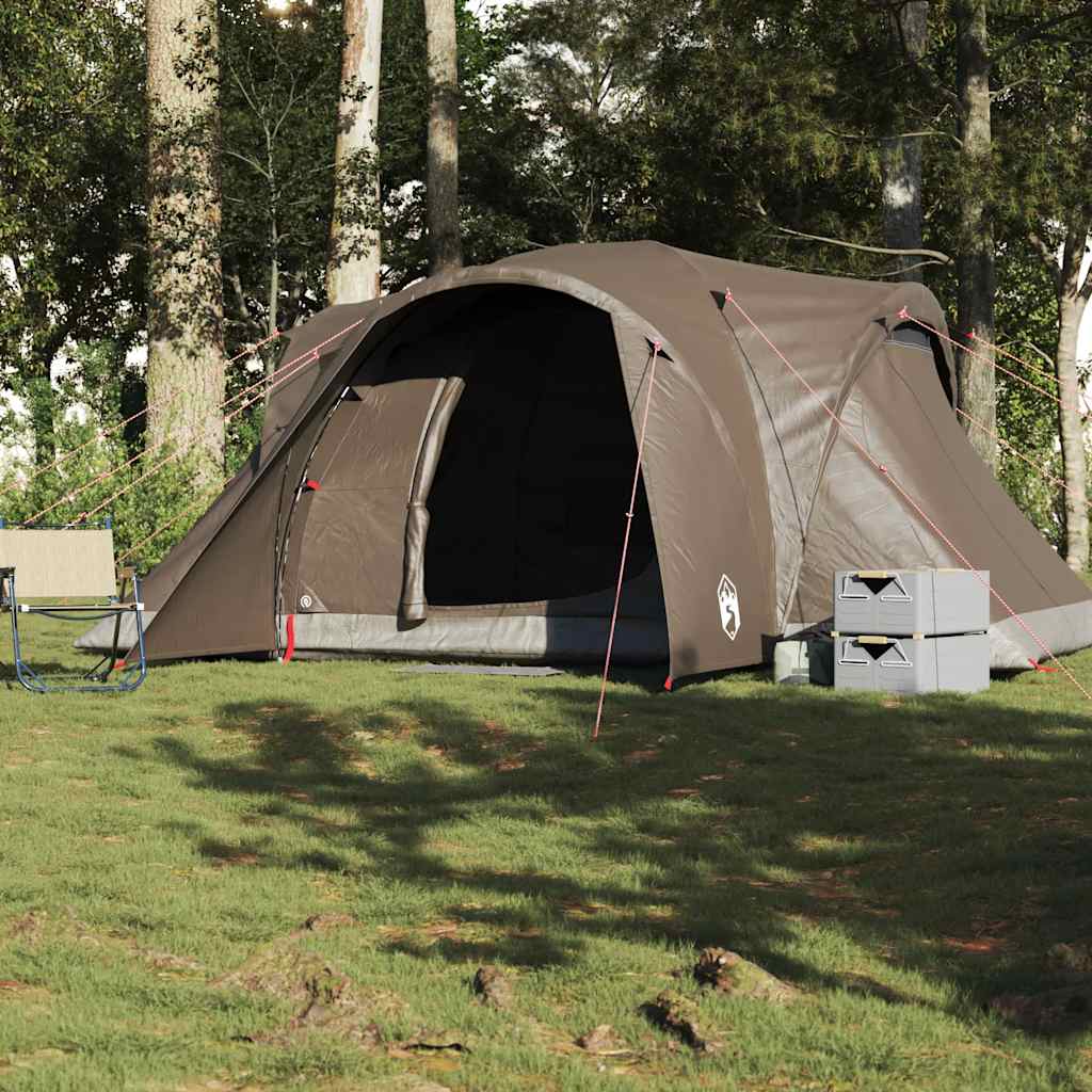 Tenda familiar em cúpula para 6 pessoas impermeável castanho