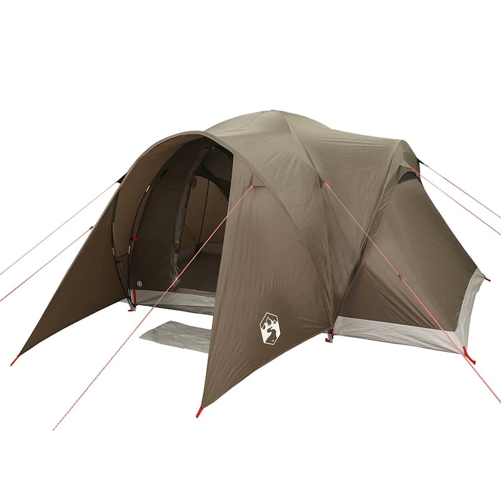 Tenda familiar em cúpula para 6 pessoas impermeável castanho