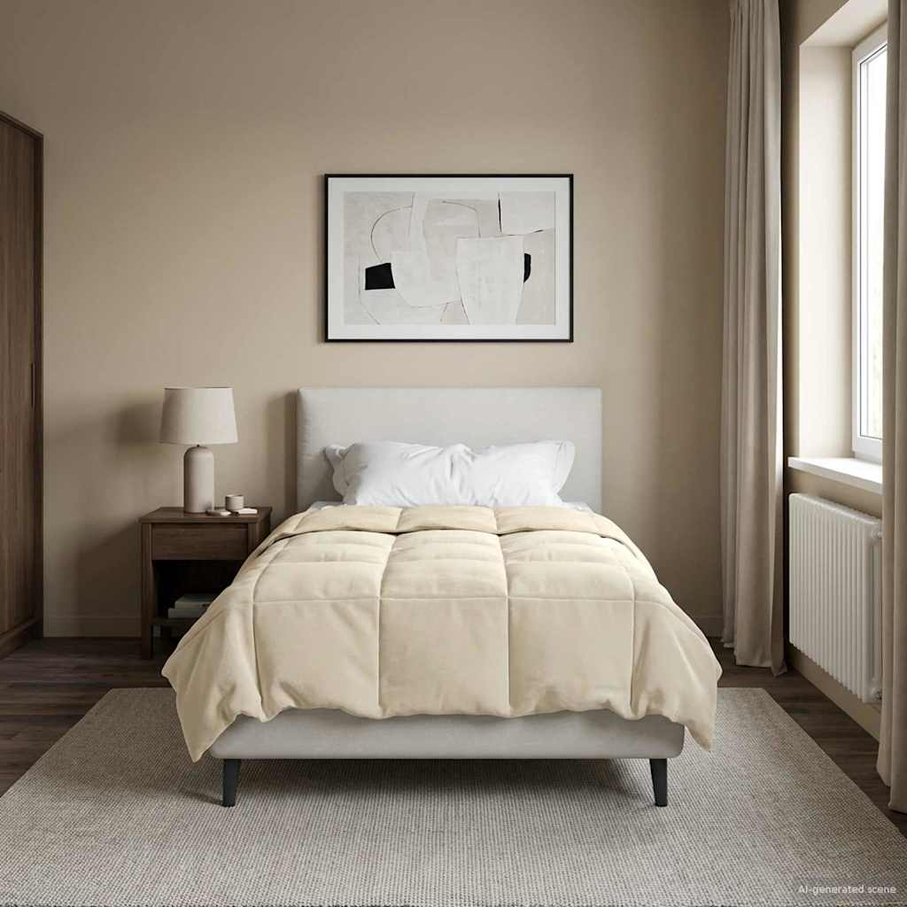 Edredom de verão simples creme 140 x 220 cm microfibra