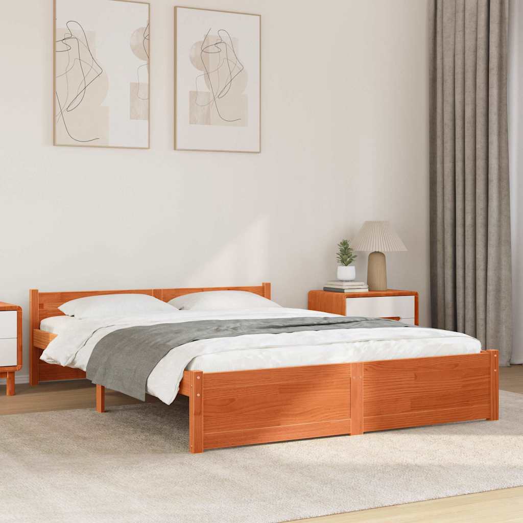 Estrutura da cama marrom cera 205,5 x 155,5 x 51 cm