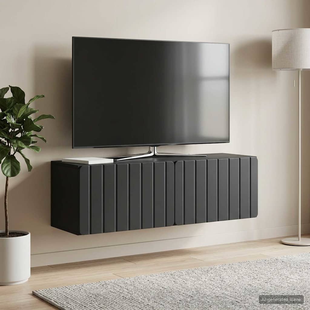 Gabinete de TV de parede 98 x 31 x 30 cm preto