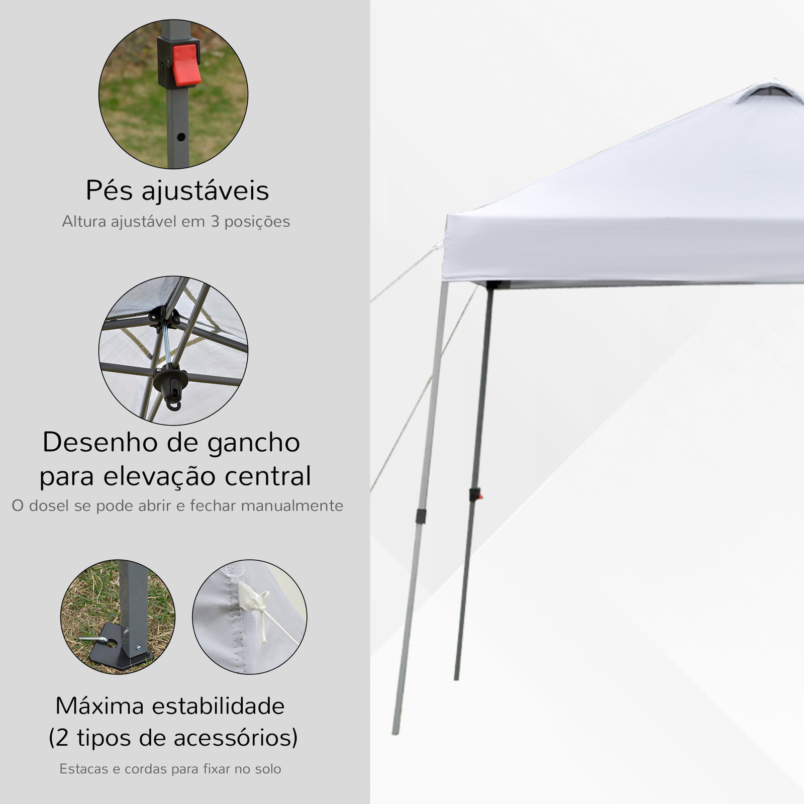 Tenda Dobrável 3x3 Portátil de Jardim com Bolsa de Transporte com Rodas Aço para Exterior Festas Campismo Branco