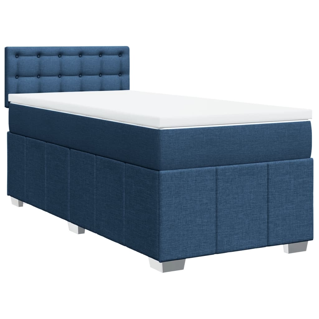 Cama com molas/colchão 100x200 cm tecido azul